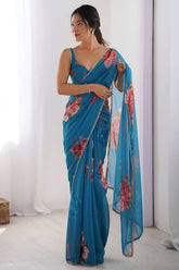 Designer Party Wear Soft Georgette Silk Saree with Matching Blouse