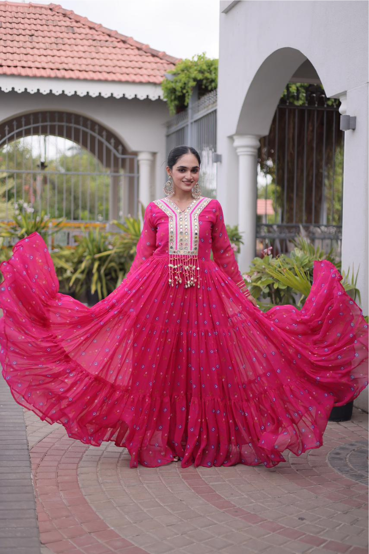 Designer Faux Georgette Laheriya Gown