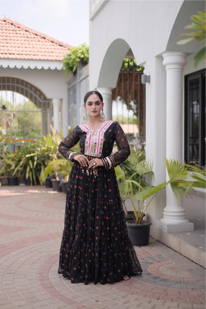 Designer Faux Georgette Laheriya Gown