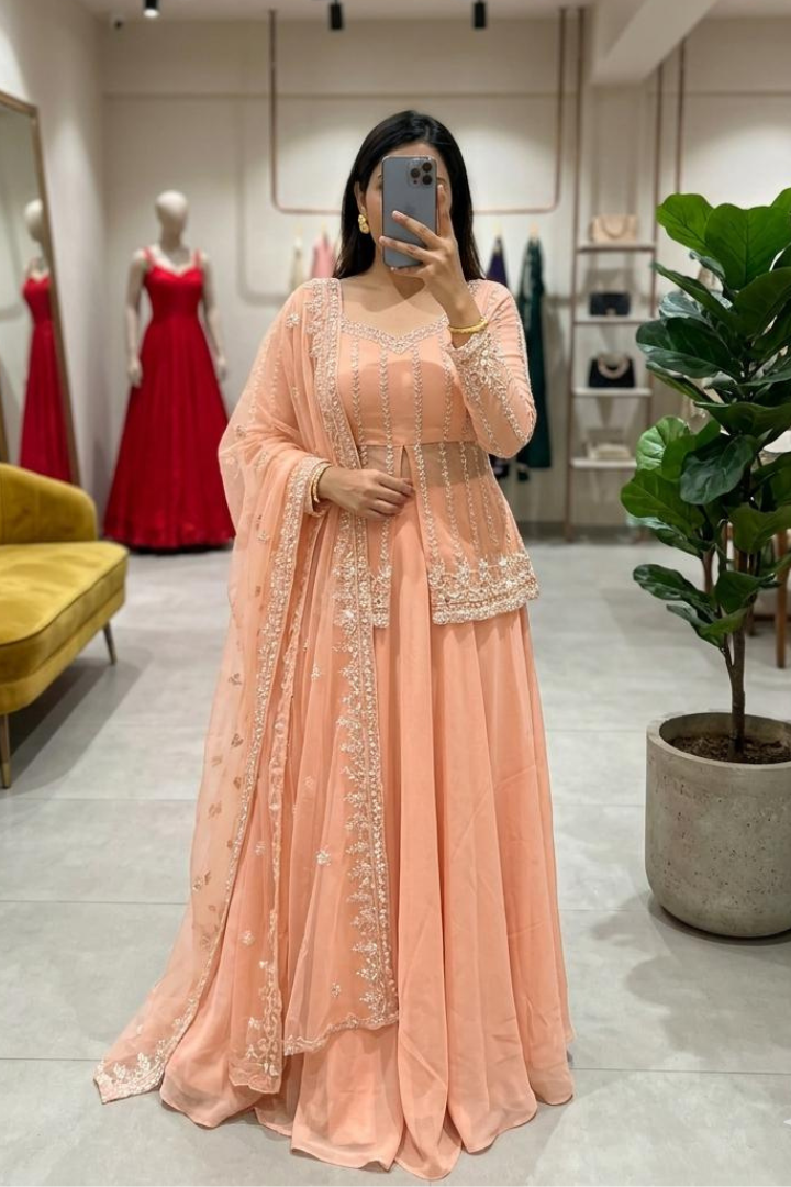 Traditional Silk Satin Lehenga Set for Special Occasions