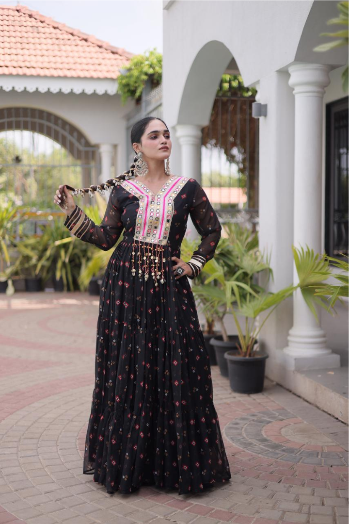 Designer Faux Georgette Laheriya Gown