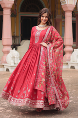3 Colors Designer Chinon Gown With Dupatta | Sequins Embroidered Collection 2026