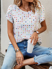 WesternStitch Polka Dot Petal Sleeve Top WesternStitch