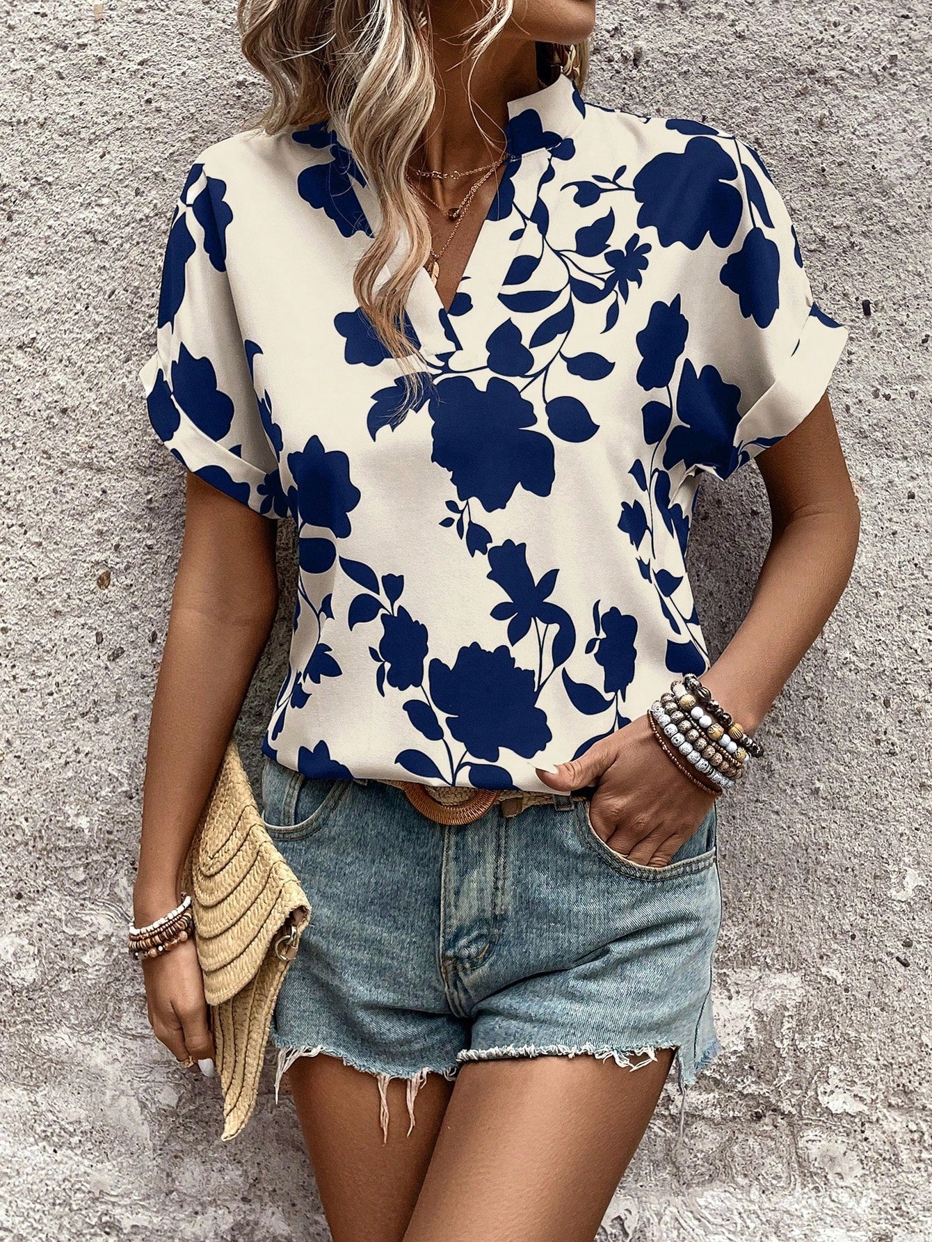 WesternStitch Half Sleeve Floral Print Top WesternStitch