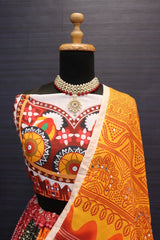 7 Stunning Features | Digital Print Muslin Cotton Lehenga Choli with Real Mirror Work