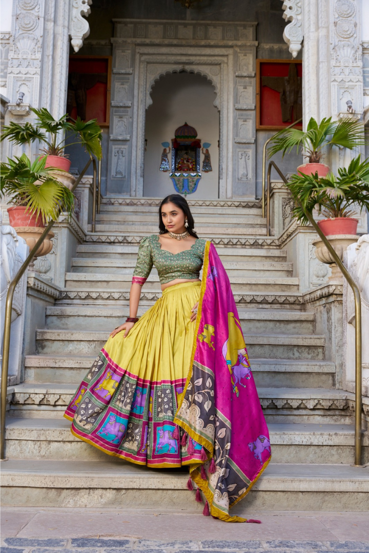 Designer Tasar silk lehenga choli for festive occasions