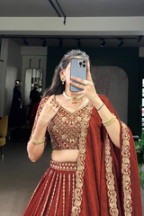 Maroon Lehenga Choli – 3.5m Flair Rangoli Silk