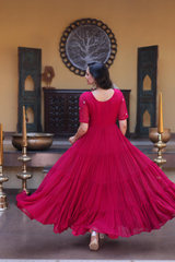 Premium Designer Gown Collection – 12 Mtr Flair Embroidered Party Wear Gown