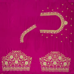 Women Cotton Silk Zari Work Unstitched Blouse Piece with South Style Embroidery