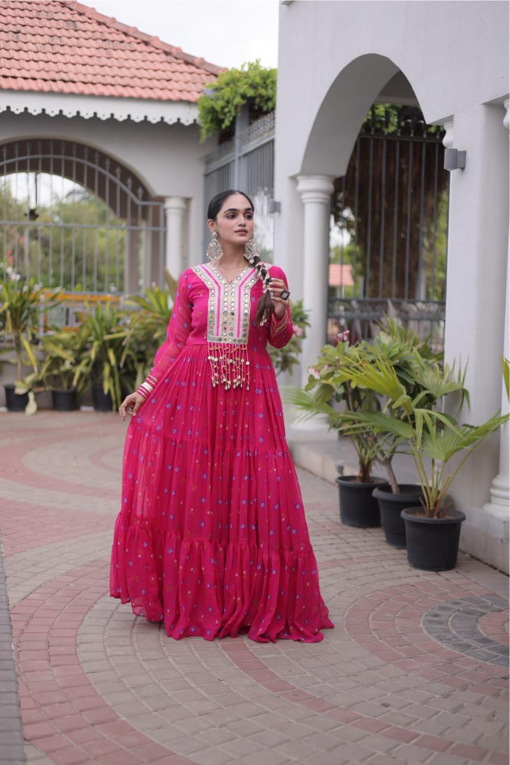 Designer Faux Georgette Laheriya Gown