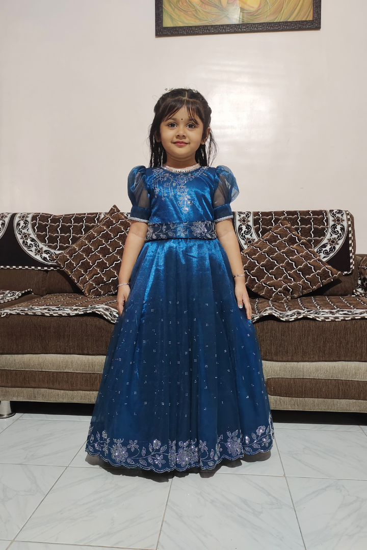 Premium Kids Gown in Pure Jimmy Choo Silk with Heavy Swarovski Work & Canvas Finish