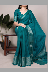 Chinon Saree Collection – 4 Elegant Colors | Zari Weaving