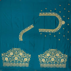 Women Cotton Silk Zari Work Unstitched Blouse Piece with South Style Embroidery