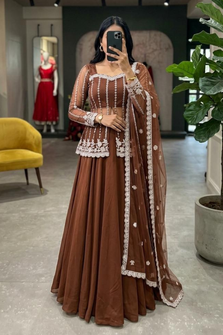  Heavy Beadwork Designer Lehenga Set for Women 