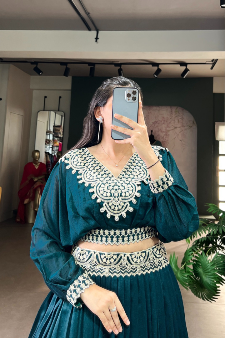 Vichitra silk lehenga