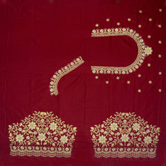 Women Cotton Silk Zari Work Unstitched Blouse Piece with South Style Embroidery