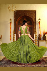 Pure cotton lehenga with 9 meter flare and lace work
