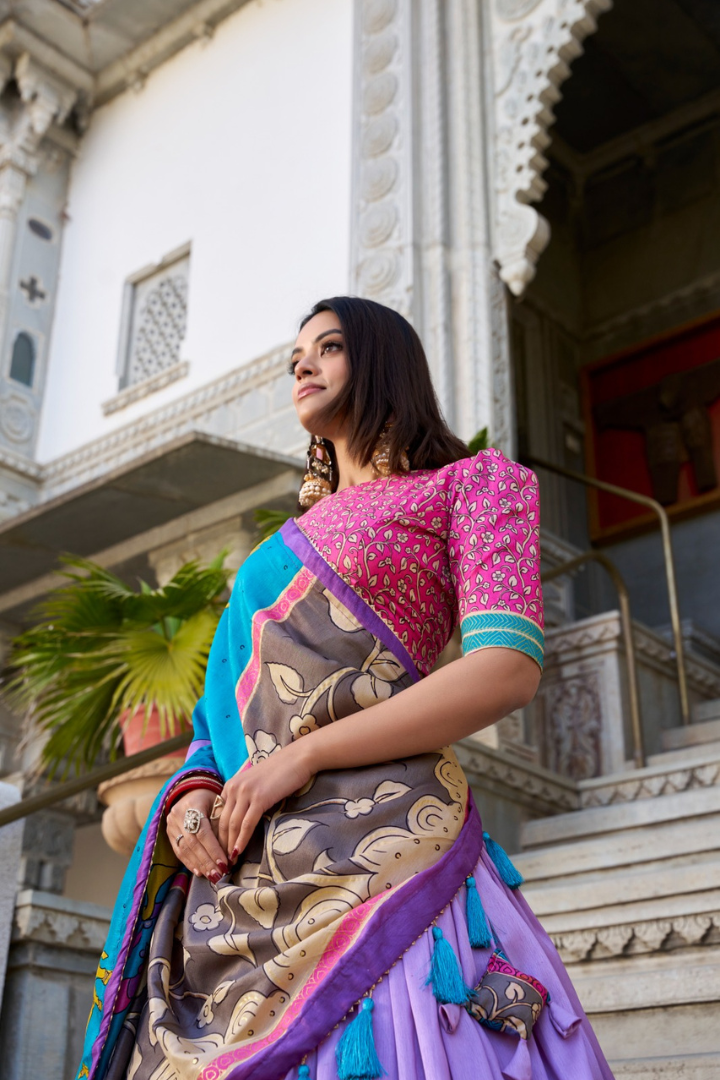 Ethnic Tasar silk lehenga choli with royal handcrafted design