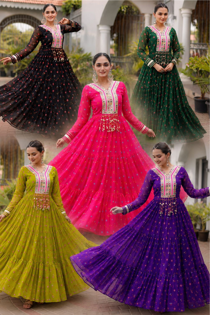 Designer Faux Georgette Laheriya Gown
