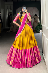 South Indian Lehenga Choli Set – 3.5m Flair | Narayan Pattu