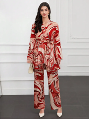 WesternStitch Cotton Floral Printed Shirt Collar Tunic with Trousers Co-Ord Set/Cotton Cord Set for Women WesternStitch