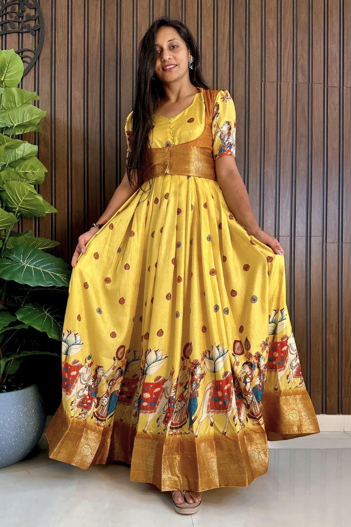 Elegant Silk Flair Gown with Jacket