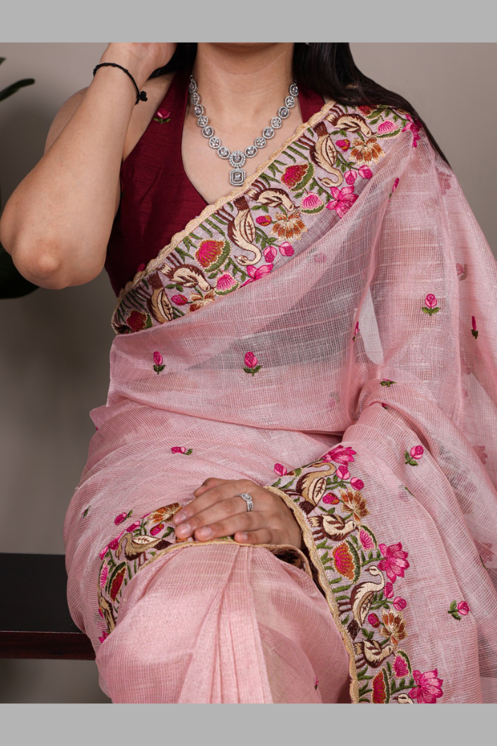 Premium Zari Kota Tissue Saree for Women