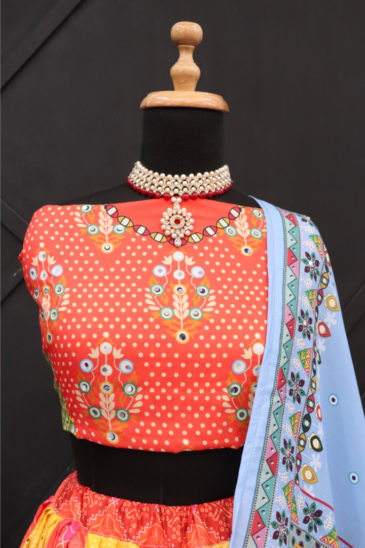 Digital Print Muslin Cotton Lehenga Choli