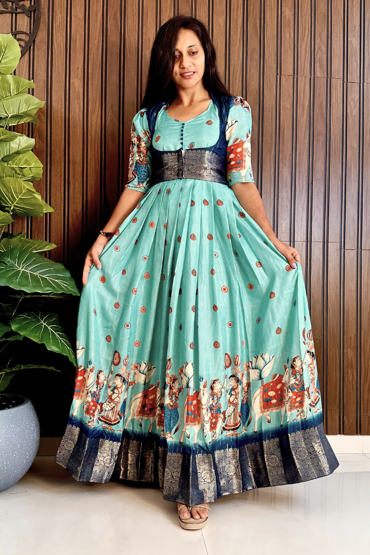 Elegant Silk Flair Gown with Jacket