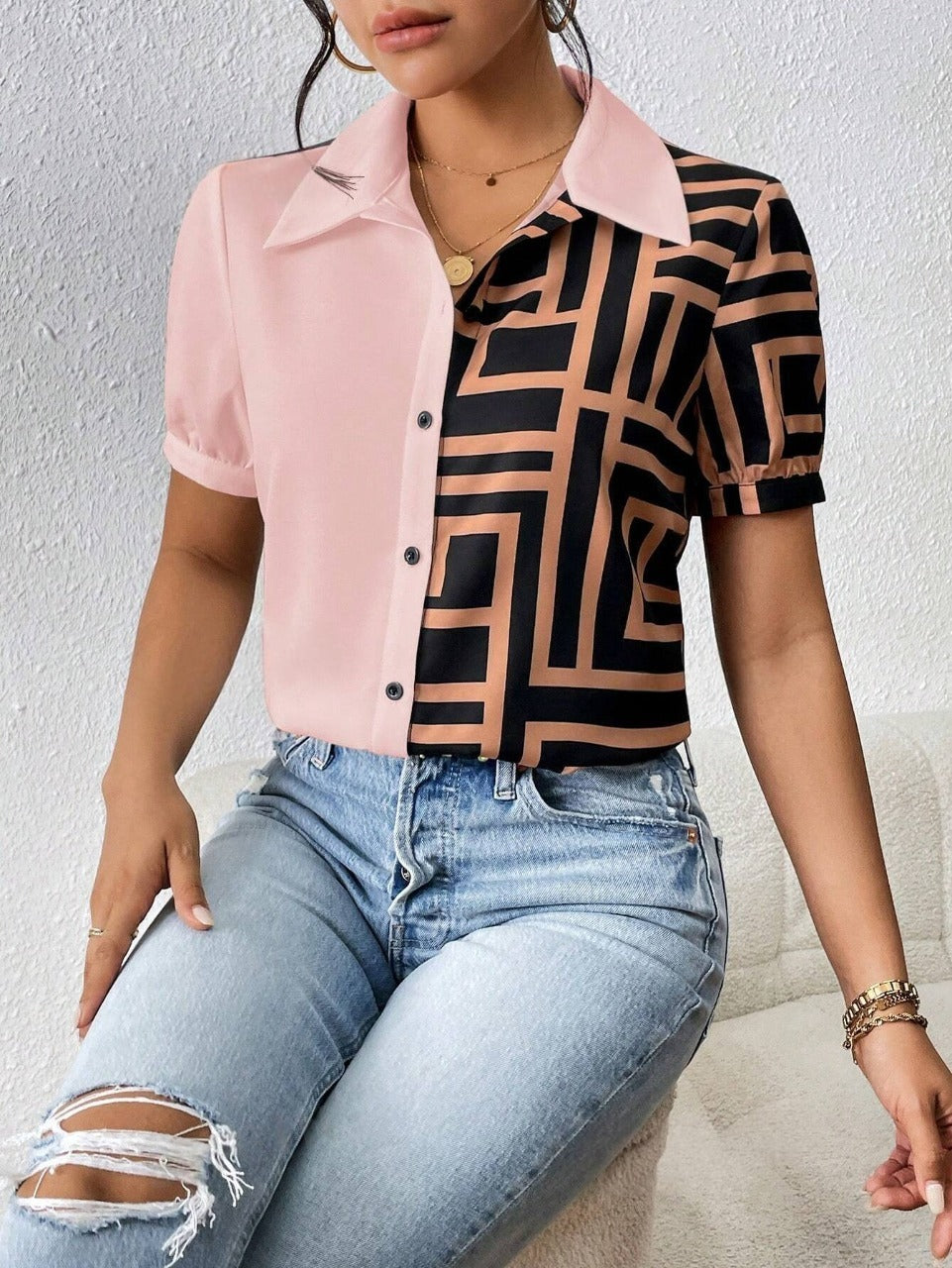 WesternStitch Chic Half-and-Half Button Down Shirt WesternStitch
