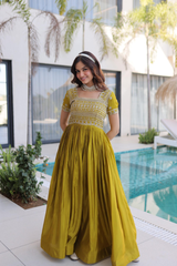 Top 2026 Premium Designer Readymade Gown – Sequins & Zari Embroidered Party Wear