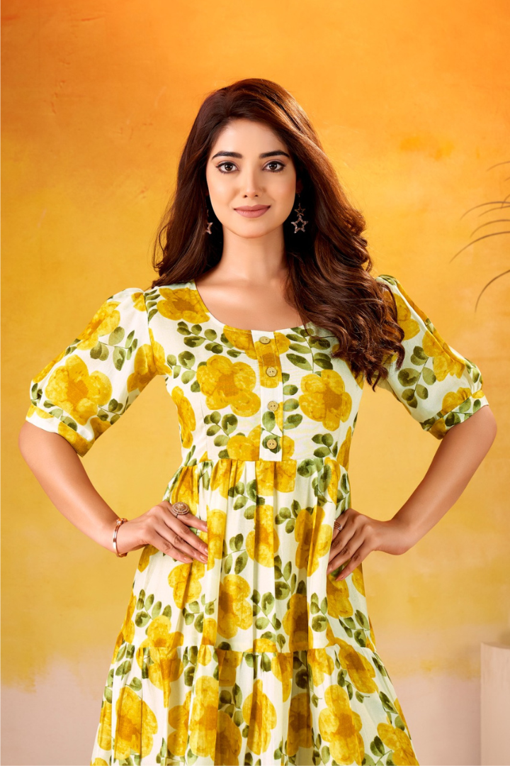 Premium Vichitra Silk Floral Frock