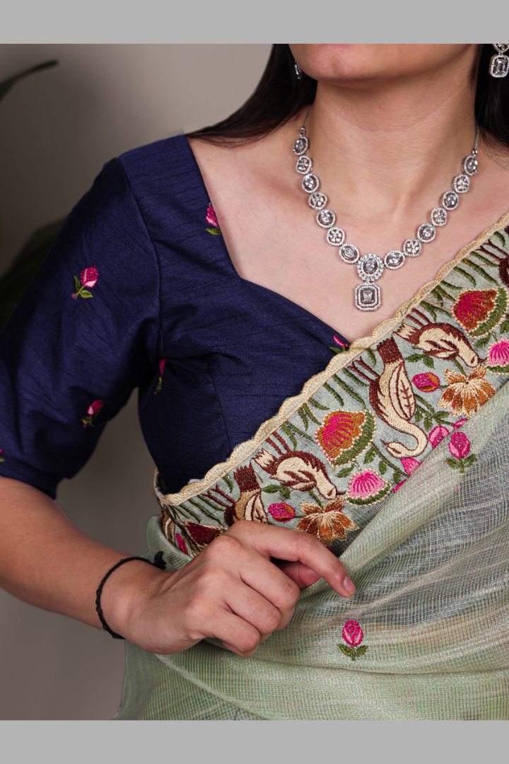 Premium Zari Kota Tissue Saree for Women