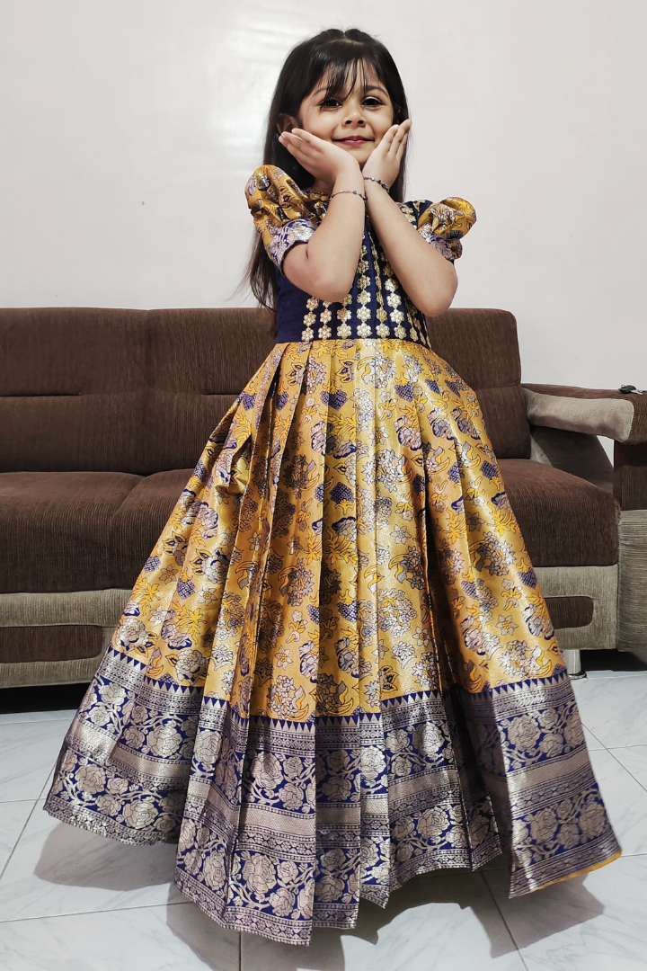 Pure Kanjivaram Silk Gown Blue