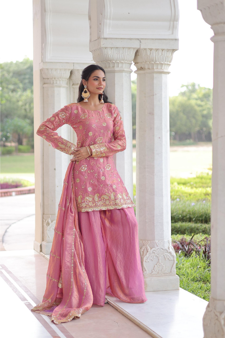 Festive Readymade Sharara Dress with Sequins Work