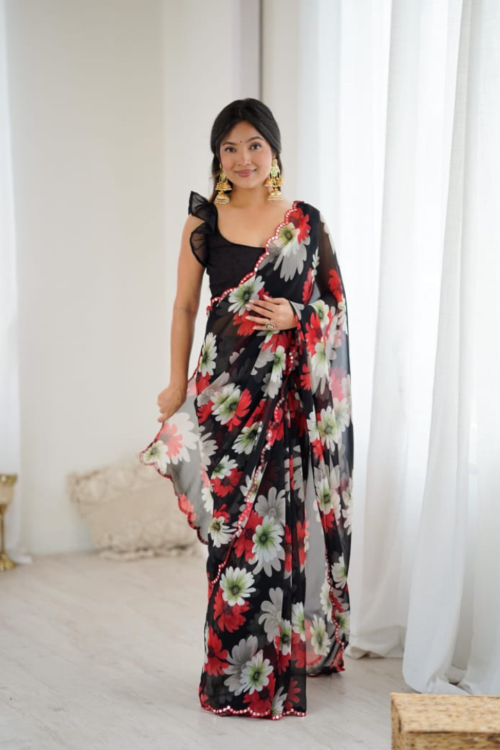 GC Printed Georgette Silk Saree