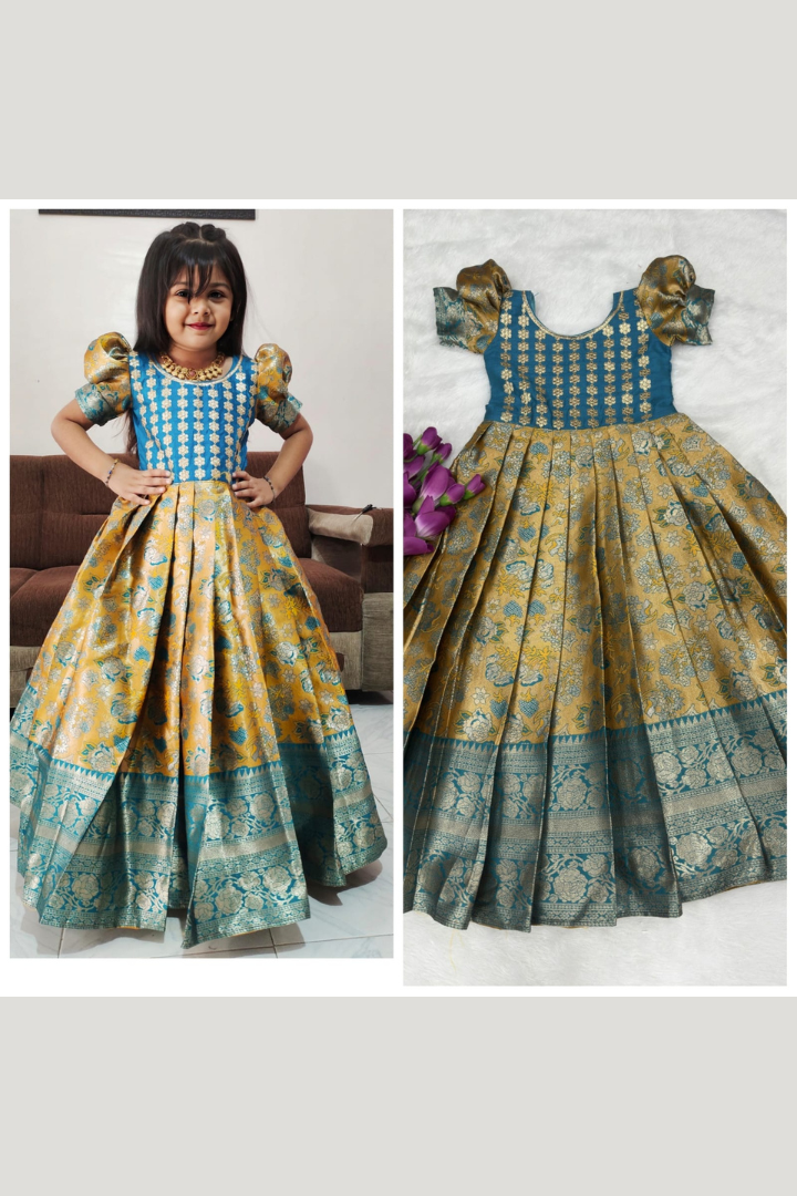 Pure Kanjivaram Silk Gown Rama