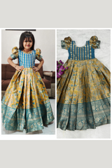 Pure Kanjivaram Silk Gown Rama