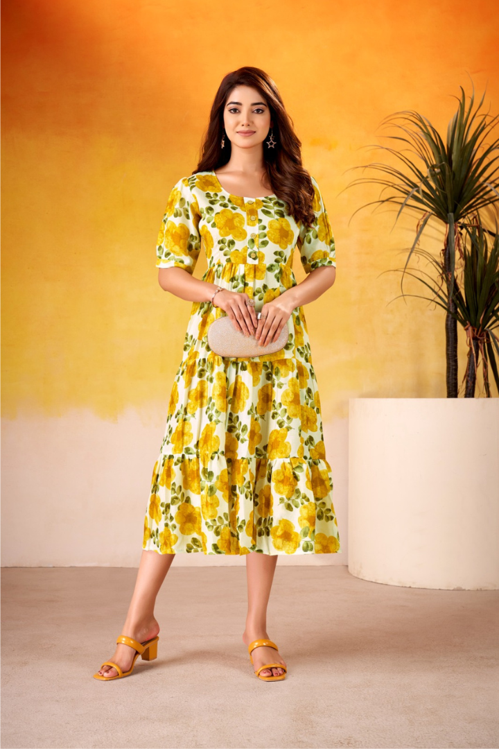 Premium Vichitra Silk Floral Frock