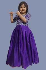 Full Stitched Pure Chinon Silk Gown Blue Colour