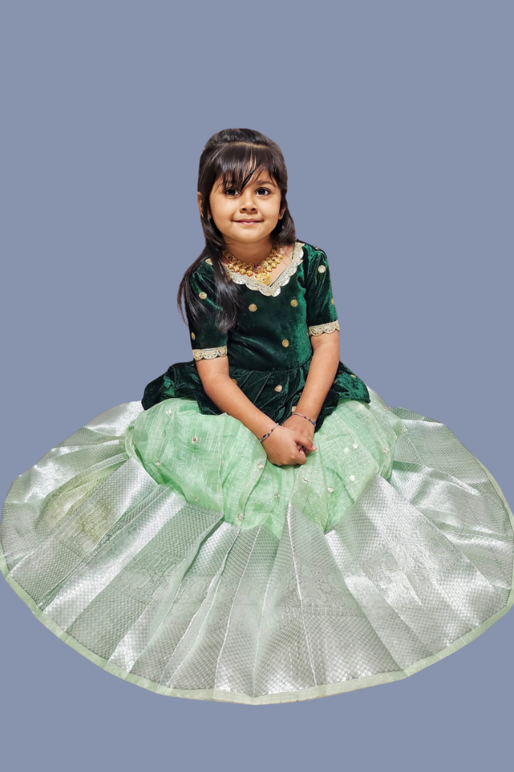 Full Stitched Pure Tissue Silk Gown