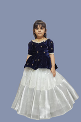 Full Stitched Pure Tissue Silk Gown – Elegant & Stylish Party Wear-Blue