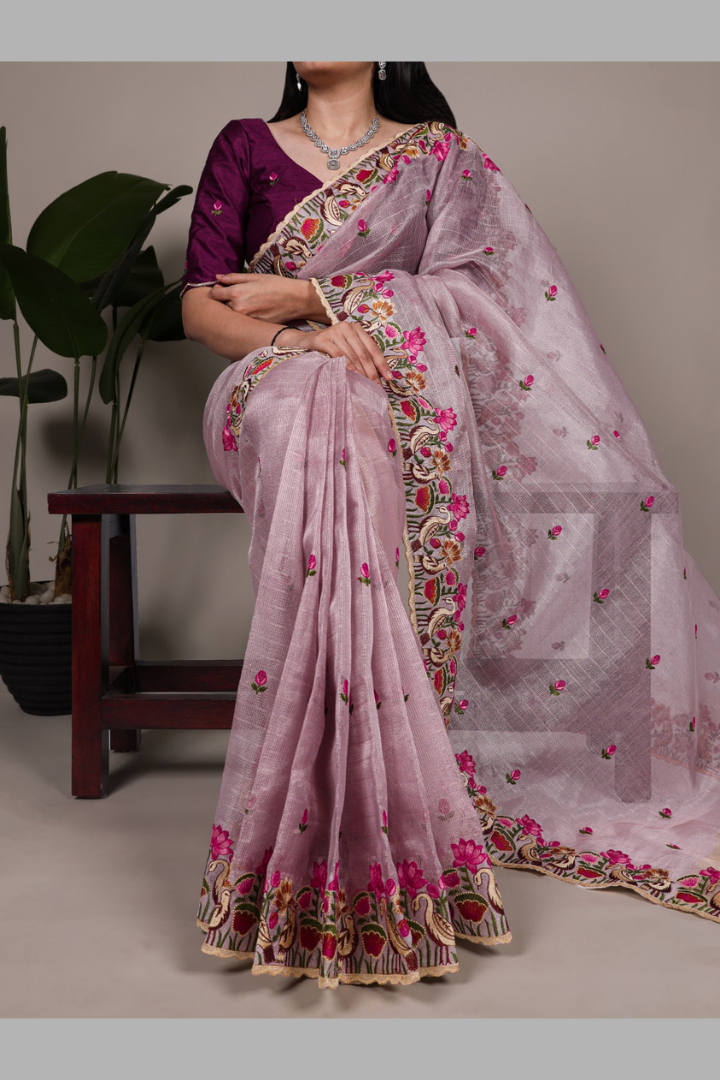 Premium Zari Kota Tissue Saree for Women