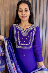 Festive Roman Silk Kurti Set,