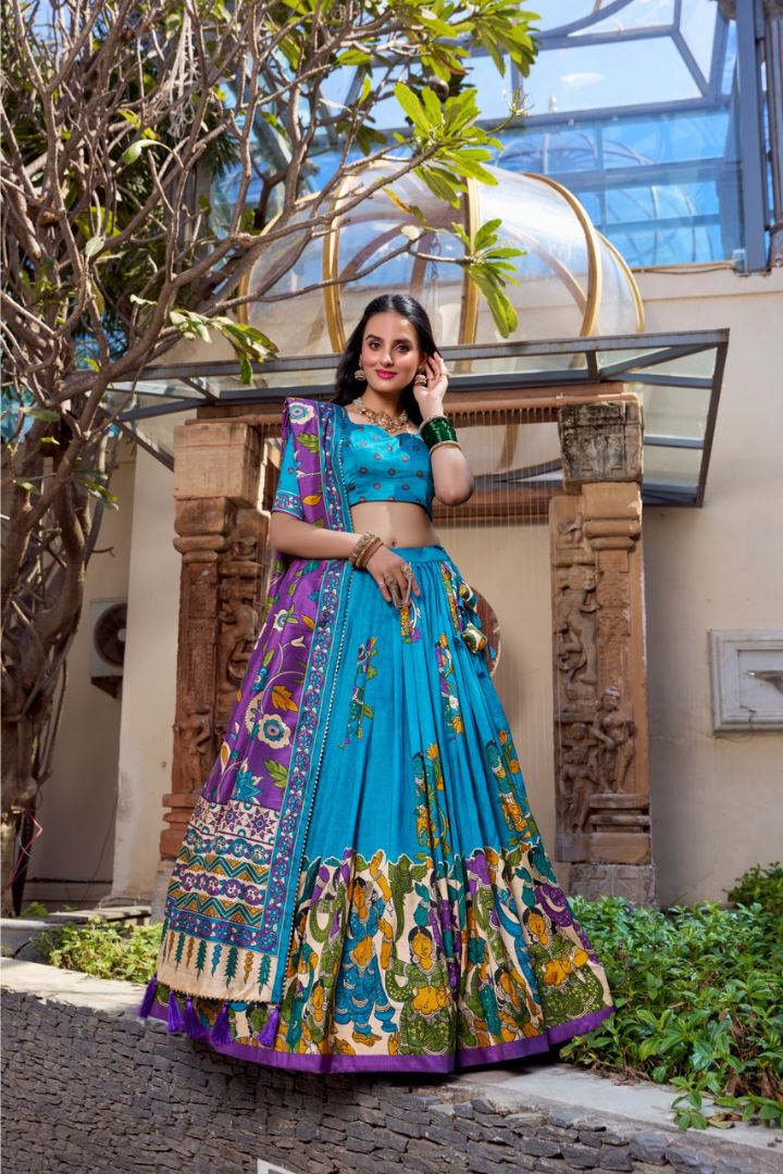 Designer Tussar Silk Lehenga Choli Set