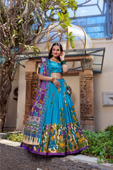 Designer Tussar Silk Lehenga Choli Set