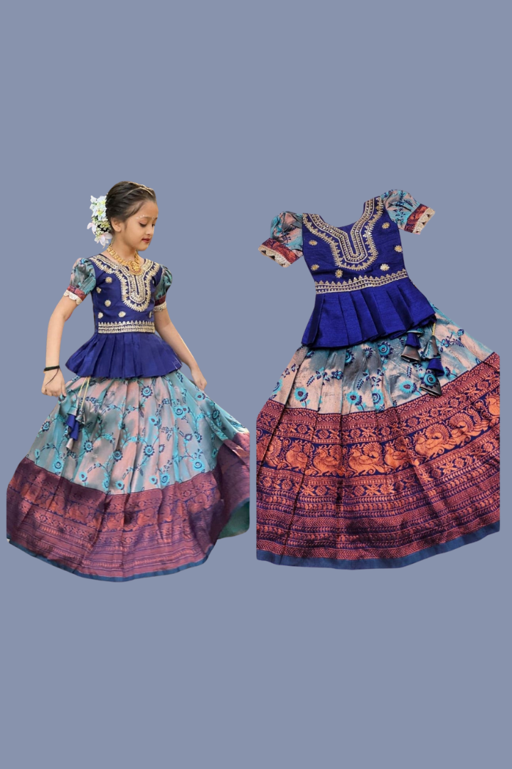 Kanjivaram Silk Lehenga Choli for Baby Girl