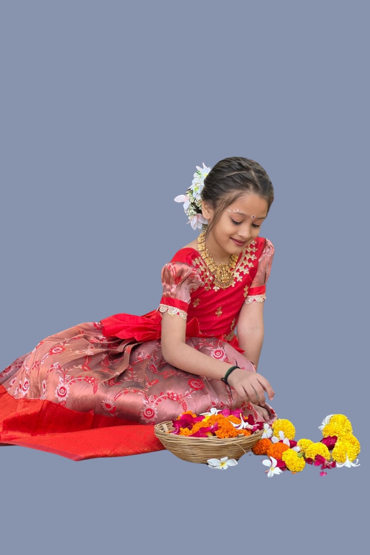 Kanjivaram Silk Lehenga Choli for Baby Girl