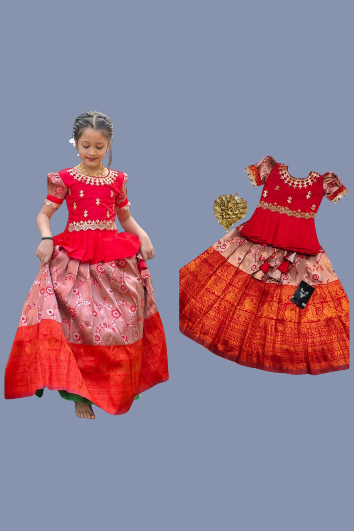 Kanjivaram Silk Lehenga Choli for Baby Girl