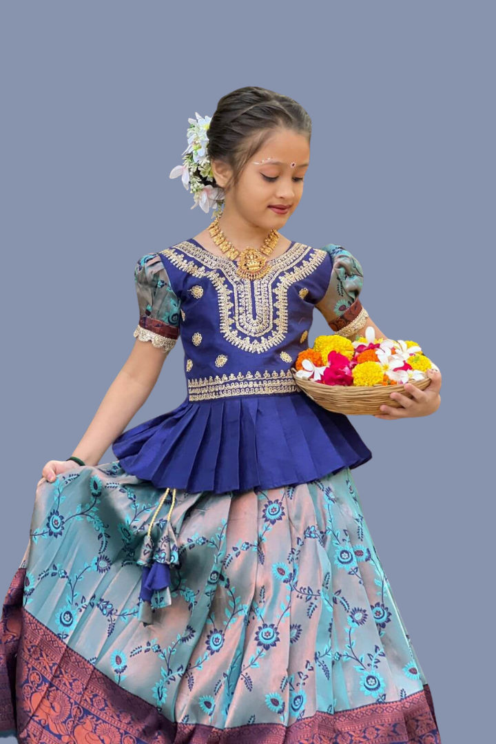 Kanjivaram Silk Lehenga Choli for Baby Girl